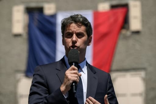 Gabriel Attal, secrétaire général de Renaissance, lors de sa déclaration de candidature