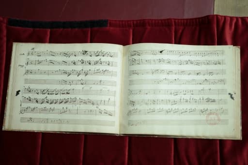 Le cahier de composition autographe de Wolfgang Amadeus Mozart, comprenant sept pièces pour flûte et harpe, à la Bibliothèque nationale de France