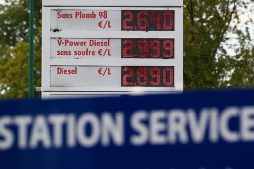 Panneau de prix d'une station-service affichant le gazole à 2,890 euros le litre